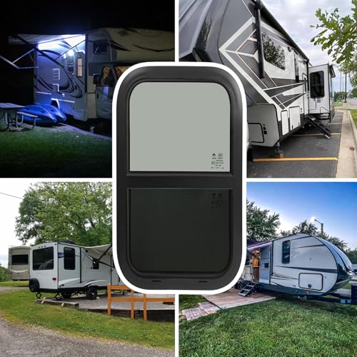 Cargo Trailer Windows,RV Windows for Camper Cargo Trailer Van Truck SUV,12" W x 22" H Vertical Sliding Window Replacement with Trim Ring,Fit 15/16" or 1-3/8" Thick Wall,Allow Error 1/16”,DOT Approved - Thumbnail 7