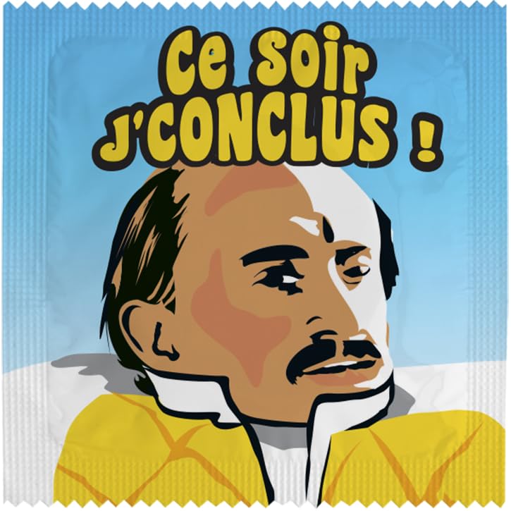 CALLVIN - preservatif humouristique avec 50+ choix possible - Imprimé en France - Latex résistant (universel, CE SOIR JE CONCLUS)