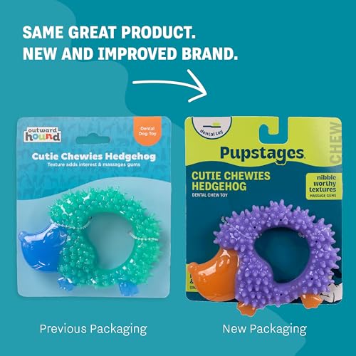 Image of Outward Hound Petstages Cutie Chewies Hedgehog Dog Chew Toy - Soft and Durable Chew Toy for Puppies, Supports Teething and Gentle Chewing Play | Soft yet durable hedgehog chew toy for teething, chewing and interactive play.
