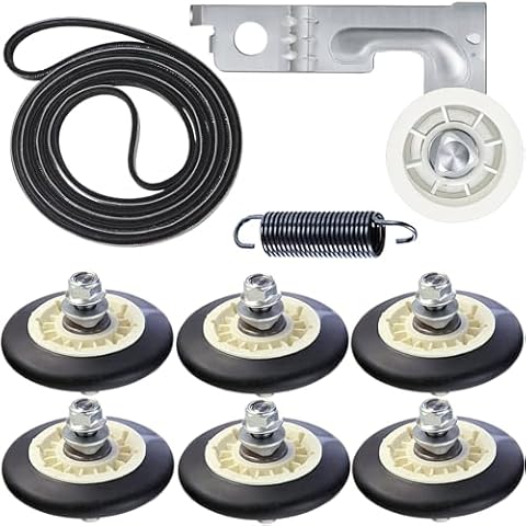 Upgraded Dryer Rollers Kit Compatible with LG Kenmore Dryers Parts Includes Drum Roller 4581EL2002C Dryer Belt 4400EL2001A and Idler Pulley 4561EL3002A (6 roller kit) Cover