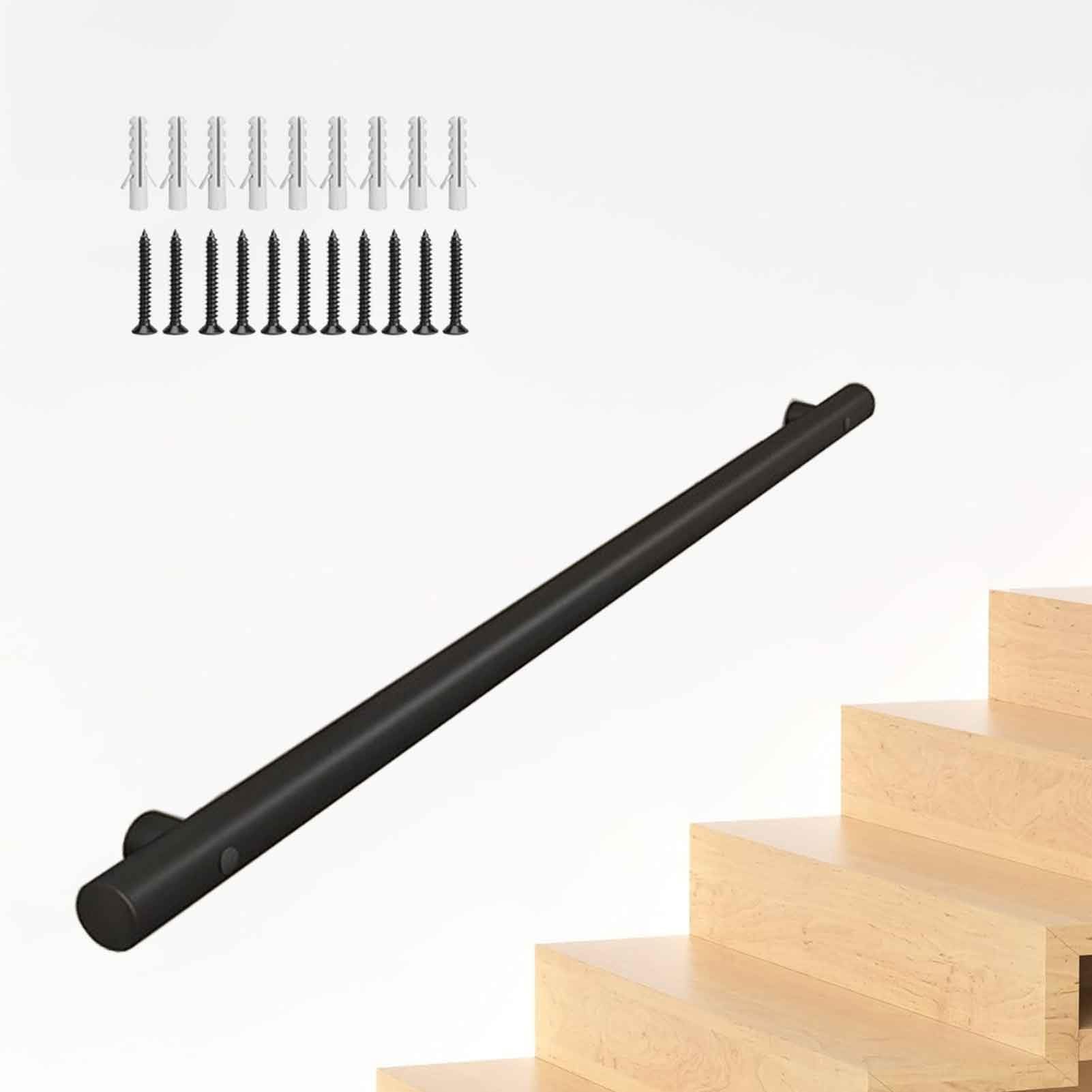 Rampe d'escalier en acier noir 510cm avec supports de fixation muraux