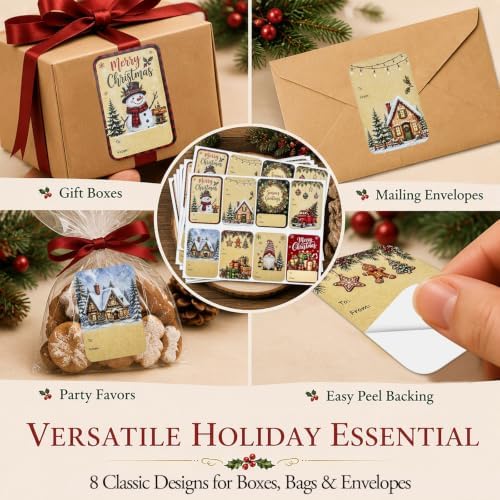 Vintage Christmas Gift Tag Stickers,120Pcs Xmas Present Name Labels — 사진 5