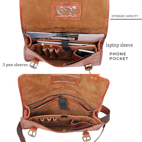 Image of cuero Genuine Leather iPad /Tablet Bag Messenger Bag Small Briefcase CrossBody Shoulder Bag for Men and Women