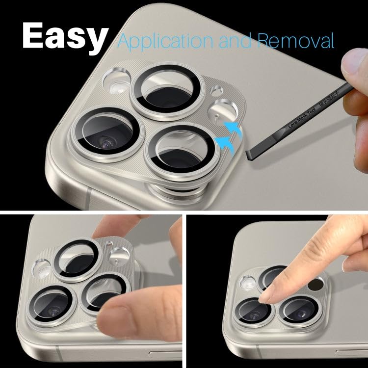 Image of Camera Lens Protector for iPhone 16 Pro /16 Pro Max | [Drop Protection] Tempered Glass | Metal Ring | Case Friendly | Scratch Resistant | Easy Installation (GREY)