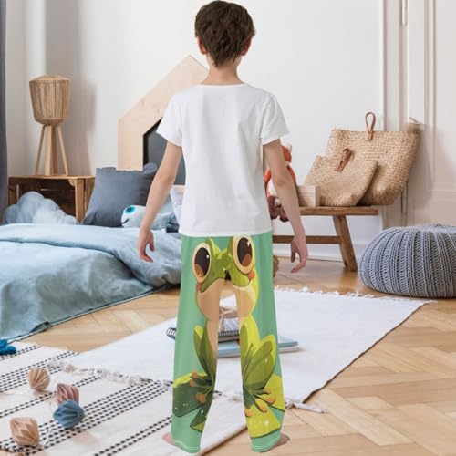 Boy's Pants Green Frog Big Eyes Jogger Pants Elastic Waist Long Bottoms Trousers with Pockets 6-14 Years3