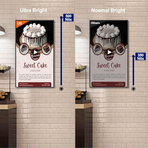 Image of 43inch Monitor Digital Signage Kiosk, 4K UHD Touchscreen IPS Advertising Display, 500nits High Brightness Wall Mount Digital Signage, CMS /U-Disk Plug&Play, USB /WiFi /HDMI Input, Android 11OS