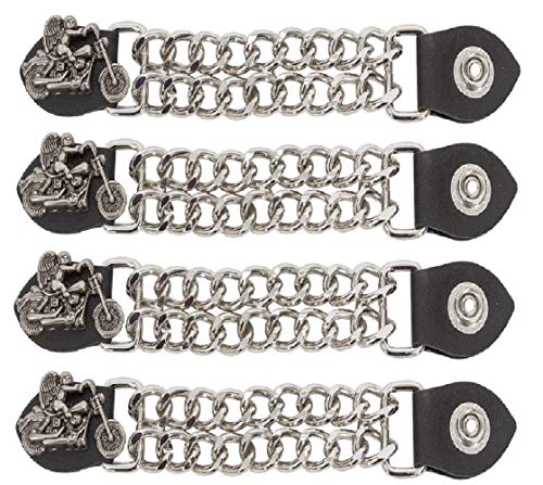 Motorcycle Leather Vest Button Chain Extenders Guardian Angel Biker 4pc