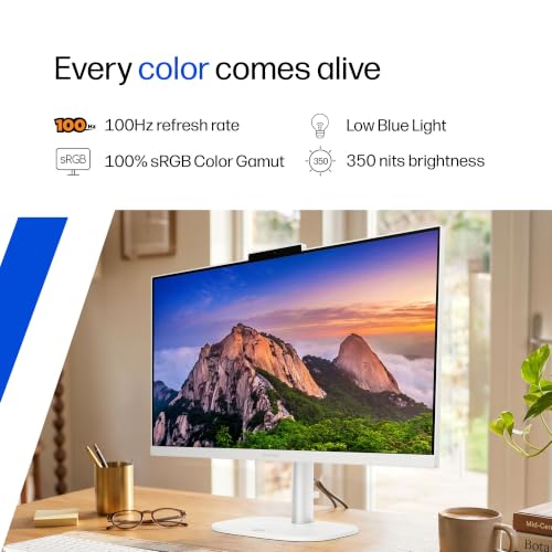 Image of HP OmniStudio All-in-One, Intel Core 5 210H (i5 14th gen), (8GB DDR5, 512GB SSD) FHD, Anti-Glare, 23.8''(60.5cm), Win 11, Office 24, Cotton White, 4.98kg, Dual 3 W Speakers, FHD IR Camera, 24-cu0567in