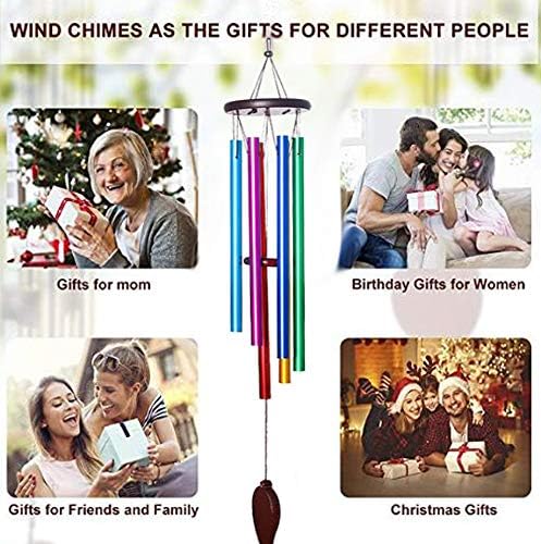 Miniatura 5 de Campanillas de viento de tono al aire libre, tubos de aluminio, campanillas de viento de color de música de madera, para decoración de campanillas