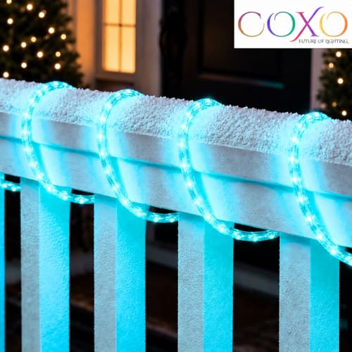 Image of COXO 10 Meters LED Rope Light for Decoration - Waterproof ICE Blue SMD Cove Light for Ceiling, Home Decor, LED Pipe Light for Diwali, Festival, Indoor, Outdoor Use (ICE Blue, 10 Meter)