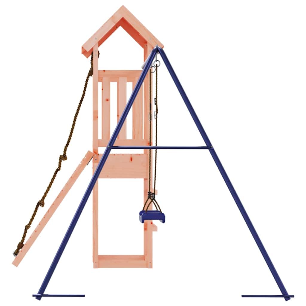 Torre da gioco in legno massiccio Douglasie con altalena, torre da arrampicata e parete da arrampicata, per bambini all'aperto, con piattaforma, corda, scala e seduta per un divertimento