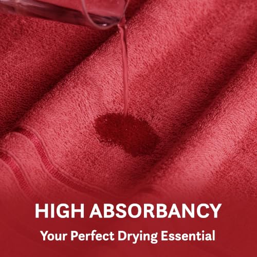 Image of MYTRIDENT 100% Cotton Hand Towel Set, Highly Absorbent, Super Soft, 2 Piece, 400 GSM, Gym & Spa Towels - Tango Tomato