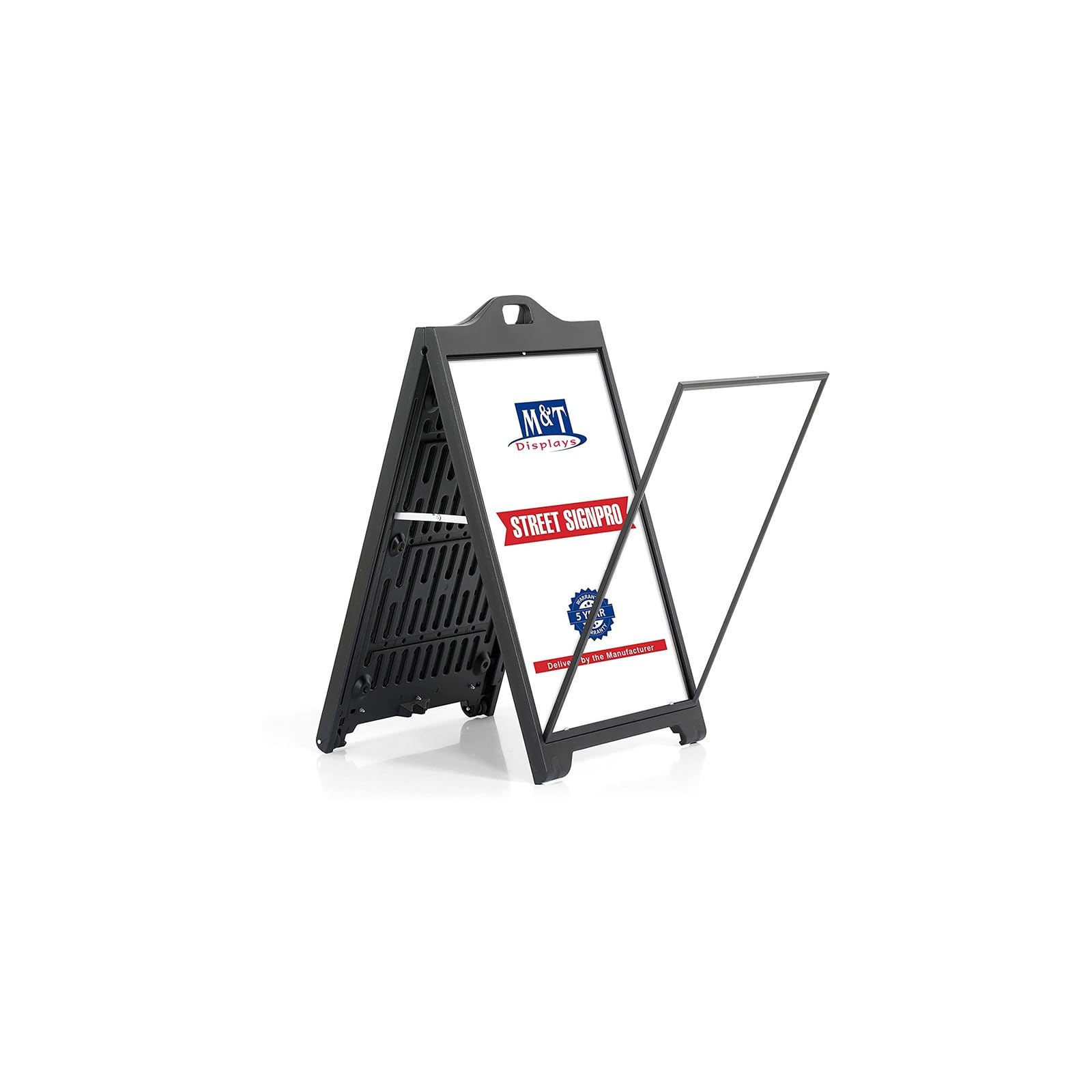M&T DISPLAYS - Stop trottoir noir SignPro - Porte affiche extérieur sur roulettes - Noir