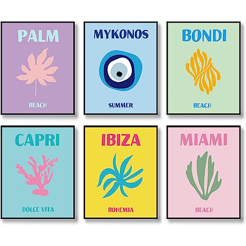 Decoración de pared de viaje preparada, decoración de habitación preparada, impresiones artísticas estéticas de pared, póster abstracto colorido, pósteres 11 x 14 pulgadas sin marco