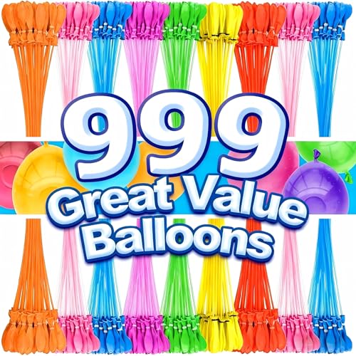 ODDORJOY 999Pcs Water Balloons Rapid-Fill Water Balloons Self-Sealing Water Ball Suitable for Summer Party Toys For Kids (999 Pcs)