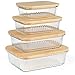 dokaworld Natural Acacia Lids Set for Food Storage Glass Containers (4pcs) - Lids are compatible with all Glass Food Storage Containers Sets