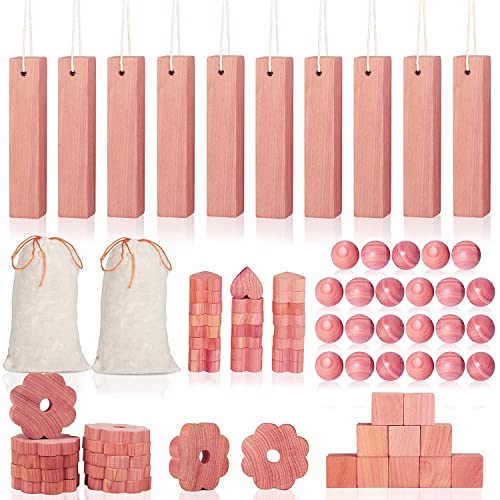Deluxe 80 Pk, Cedar Blocks For Clothes Storage, Aromatic Red Cedar Balls, Planks, Rings, Sachets, Closet Freshener #TOP30