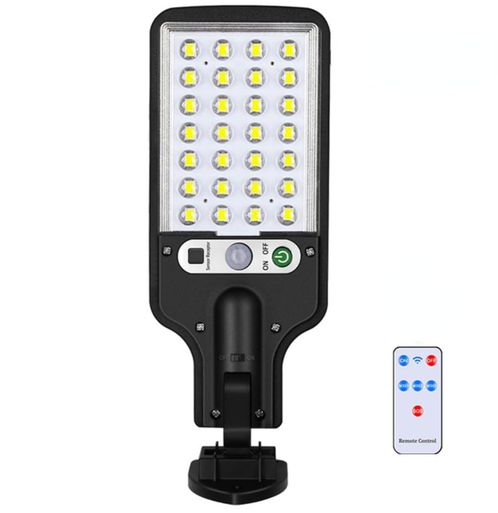 LED Solar Light Outdoor Garden PIR Motion Sensor 3 Modes Lamp Security Street Lamp Wall Yard (with remote,A)