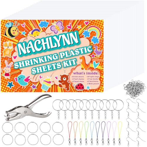 NACHLYNN 156 Pcs Shrinking Dink Kit Heat Shrinks Dink Sheets with 15 Pcs Shrinks Plastic Sheets for Kids Creative Craft Ornaments