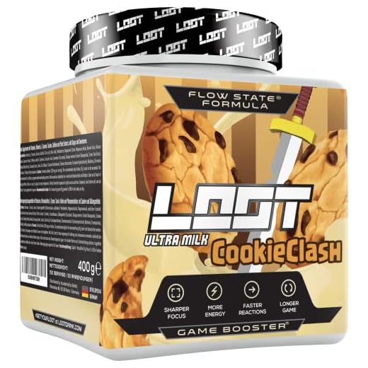NYHET | LOOT® - Premium Milkshake Game Booster med Flow-State® Formula | 50 portioner (400g) med koffein | 20 högdoserade ingredienser | Gaming Booster (Ultra Milk - Cookie Clash)