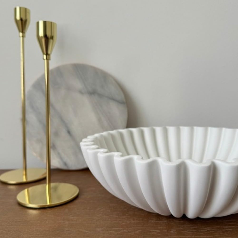 Cuenco decorativo de resina con diseño de volantes festoneados, elegante pieza central para mesa de café, comedor, sala de estar, decoración del hogar, adorno ligero (B)