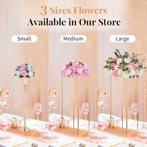 Image of NUPTIO Pink & White Flower Balls: Artificial Rose Centerpieces for Tables