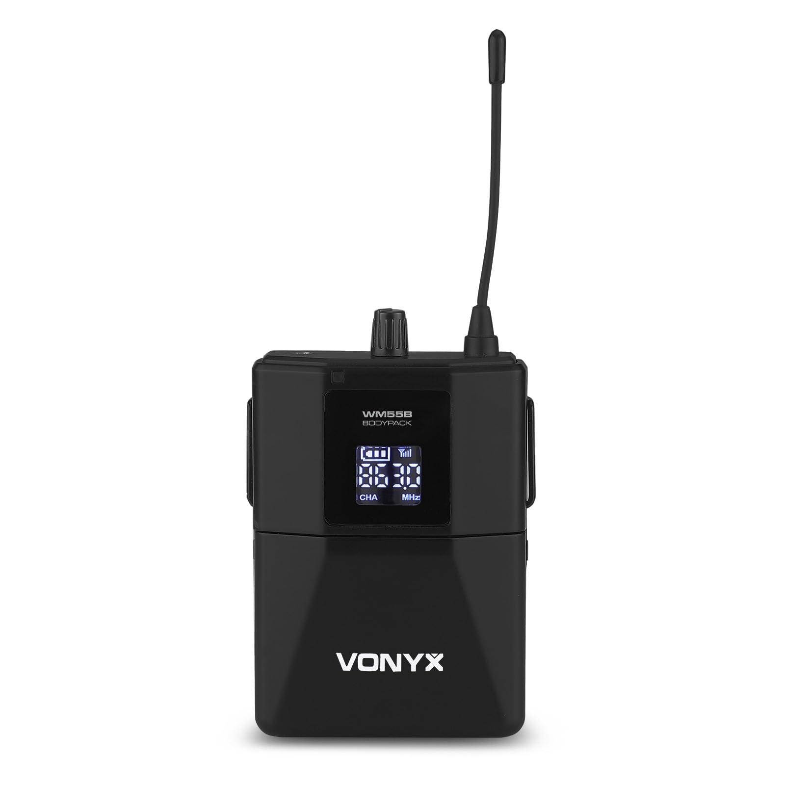 Vonyx WM552B Sistema inalámbrico UHF con 2 petacas | Dos petacas, diadema y solapa incluidas, 10 canales UHF, alcance hasta 50 m