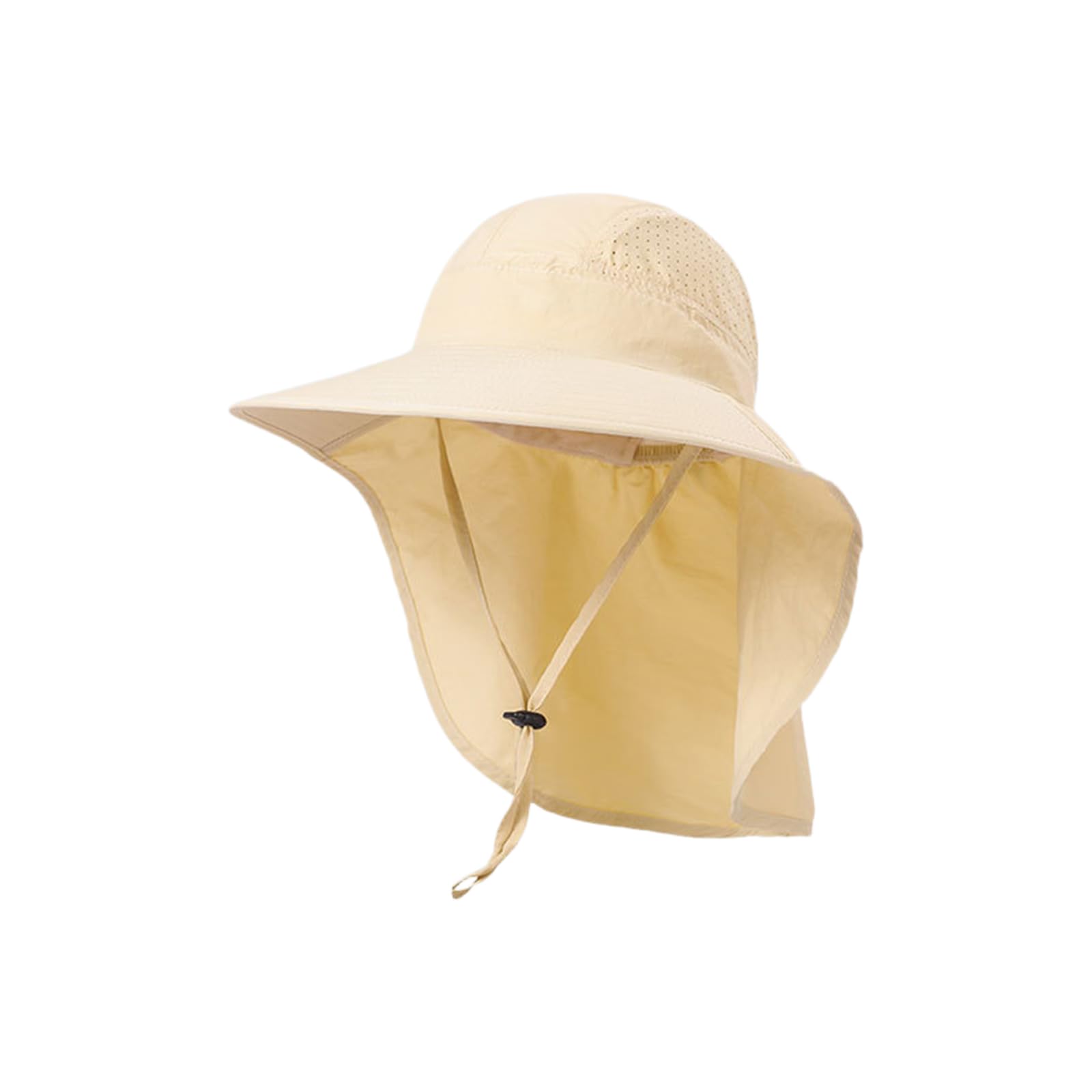 Anseom Unisex Beige Sun Hats Wide Brim Sun Hat With Ponytail Hole Upf 50+ Uv Protection Safari Hat, Breathable Summer Hat Nylon Sun Protection Hats For Hiking Fishing Beach (Uk, Alpha, One Size, )