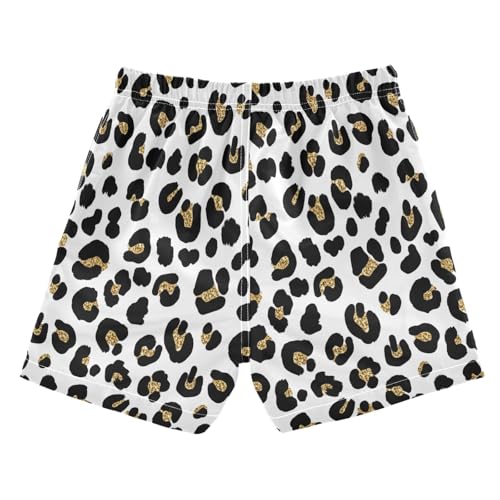 Swim Clothes for Boys, Toddler Boys Swim Trunks 2t, Black Leopard Spots White2