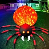 10FT Halloween Inflatables Spider Outdoor Decoration for Yard, Giant Blow Up Crawling Spider with LED Rotating Flame, Large Spider Prop for Halloween Party Garden Lawn Patio Outside House Window Decor
