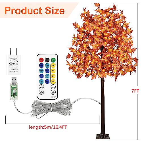 7FT-170-LED-Lighted-Maple-Tree-Thanksgiving-Decor-Artificial-Fall-Tree-with-17-Branches-17-Acorns-340-Leaves-Remote-8-Flashing-Modes-Timing-DC-5V-Safe-for-Outdoor-Wedding-Party-Autumn-Decor 7FT 170 LED Lighted Maple Tree Thanksgiving Decor Artificial Fall Tree with 17 Branches 17 Acorns 340 Leaves Remote 8 Flashing Modes Timing DC 5V Safe for Outdoor Wedding Party Autumn Decor