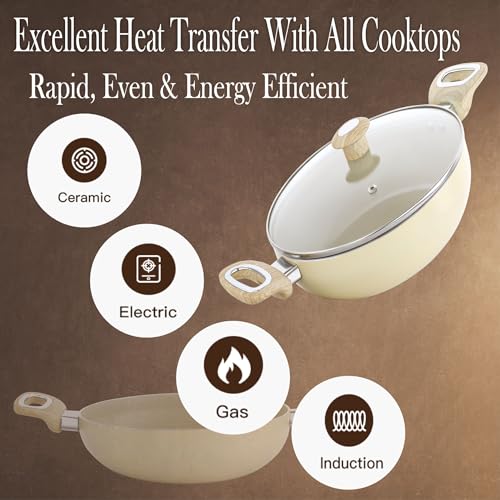 Image of COOKWELL Non Stick Kadai 2.5L Stir-Fry Pan (German Microcrystal Technology) (Granite)