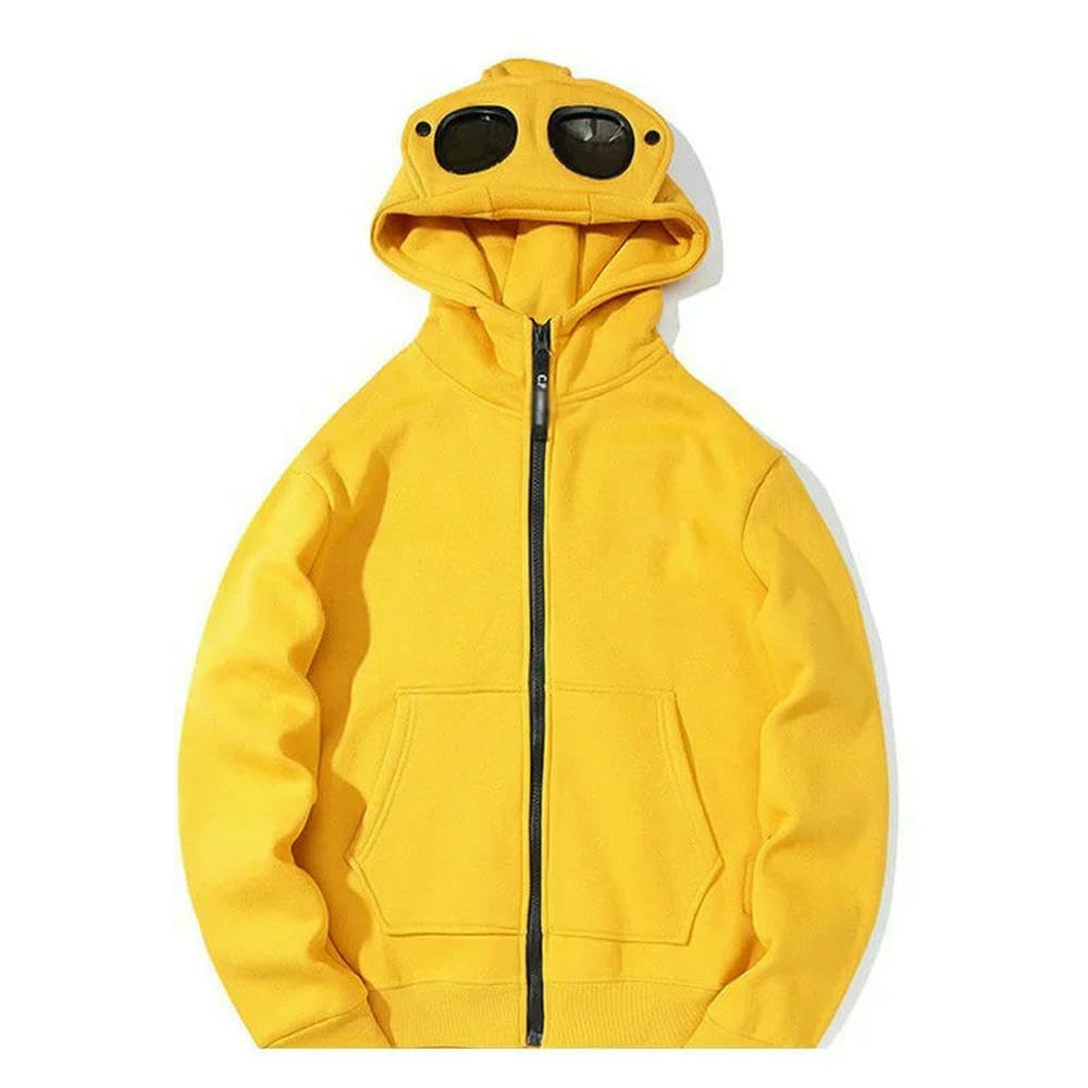 QXDZSW Uomo Donna Primavera Autunno Harajuku Felpa con Cappuccio con Occhiali Adulto Casual Manica Lunga Cerniera Giacca Maschile Felpe