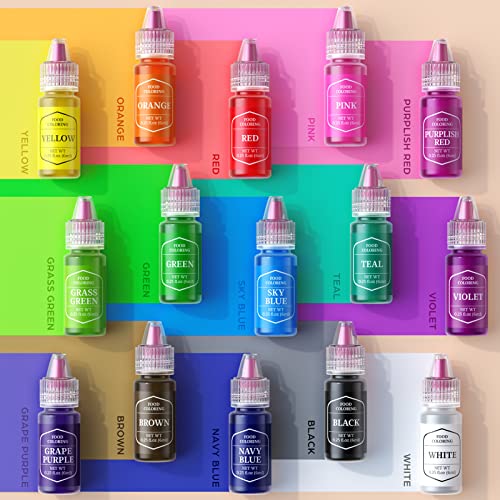 Image of Natural Food Coloring 15x6ml FD&C Dye Free for Baking,Cake&Frosting Fondant