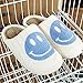 Extérieur Chaussures Enfiler Anti Odeur, Smiley Face Automne et Hiver en Peluche Couple Moelleux Pantoufles en Coton Sac Femme avec épaisses antidérapant intérieur-Blanc 3_38EU-39EU