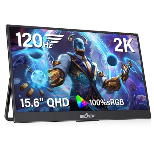 Image of InnoView 15.6-Inch Portable Monitor, 120Hz 2K QHD, USB-C /HDMI, Travel Monitor for Laptop MacBook /Switch /PS5 /Xbox (Adapter Not Included)