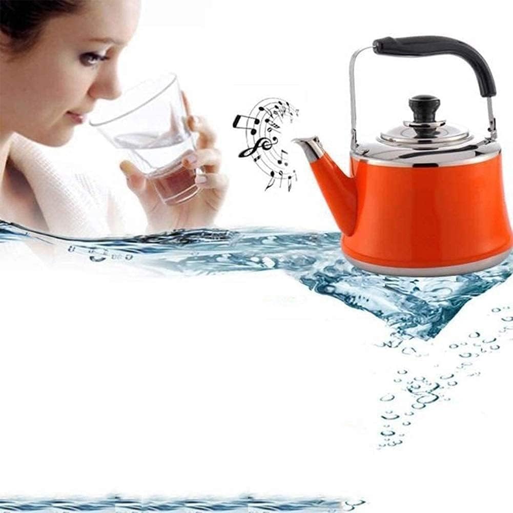Theeketel, Food Grade roestvrij staal fluitende waterkoker met infuser, schattige kleine theepot voor kookplaat met ergonomisch opvouwbaar handvat ( geel, 1,5 l