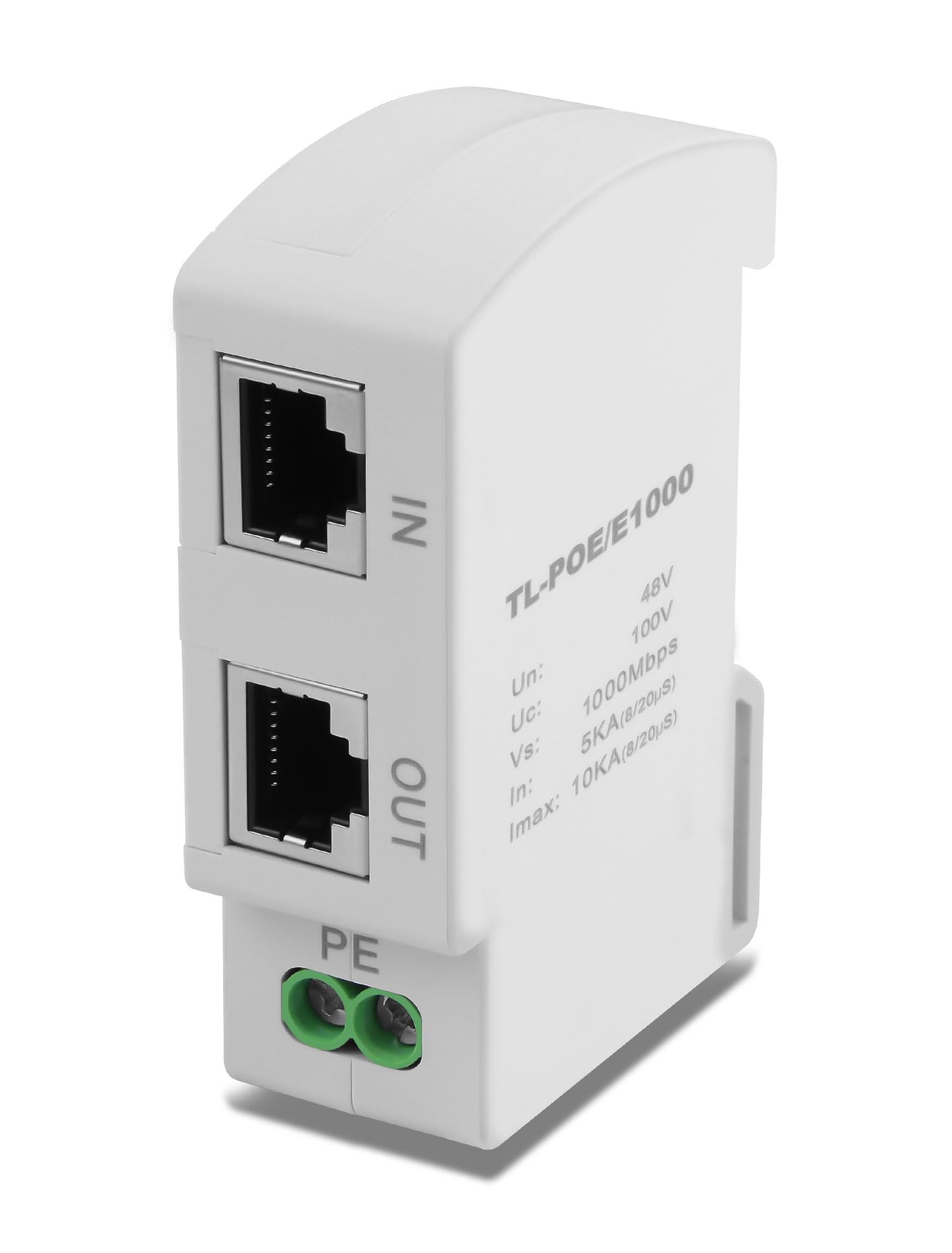 CERRXIAN Ethernet Surge Protector Gigabit PoE DIN Rail RJ45 Network Surge Protector LAN Network CAT5/CAT6 Thunder Arrestor for Surveillance Systems 5V / PoE 48V (36mm DIN-Rail mounting)