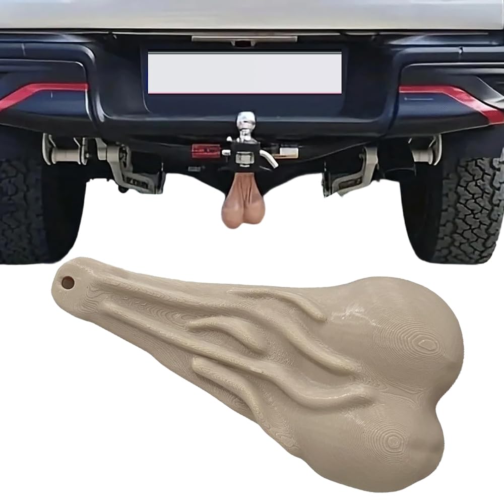 Truck Balls Nuts - Decorative Bumper Ornaments, Funny Gag Vehicle Accessories with Humor Design, Automotive Prank Decoration for Boyfriend Husband Men Family Friends Adults (Beige) โ image 1