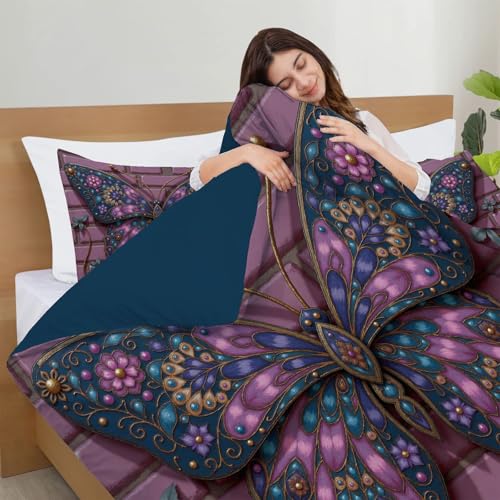 Parure de lit en microfibre anti-plis avec fermeture éclair rose - 6