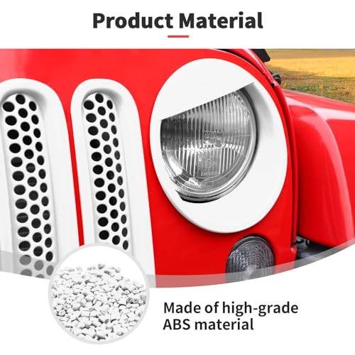 Image of JWWY Front Grille Insert Radiator Grille Grillwork Surround Assembly Inserts Headlight Headlamp Cover Trim Set Fit for 2007-2017 Jeep Wrangler JK JKU Exterior Accessories 9pcs White