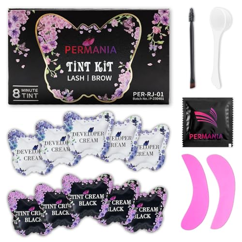 PERMANIA Wimpern & Augenbrauen Färben Set, Wimpernfarbe Schwarz | Natürlich Aussehende Farbe, Schnell und Einfach Anzuwenden, Anfängerfreundlich