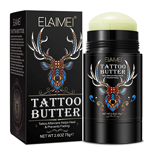 Yecuce Tattoo Aftercare Butter Balm, 2.6 oz, Organic Moisturizer for Healing & Color Enhancement, Unscented, All Skin Types