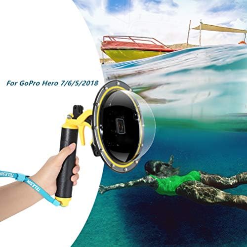 Dome Port for Gopro, Diving Transparent GoPro Dome Black Lens Waterproof Housing With Pistol Trigger Underwater Case for GoPro Hero 5 6 7 2018 Accessories Waterproof to a Depth of 98ft