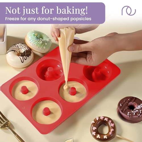 Image of Frenchware Donut Shape Silicone Mould, Pack of 1, 6 Cavity Baking Tray | For Fondant, Doughnuts, Muffin Cupcake, Microwave Safe, and Home Bake DIY