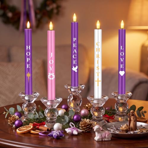 Image of Aurelema Battery Operated Flameless Taper Candle Remote, 5 Pcs, Advent