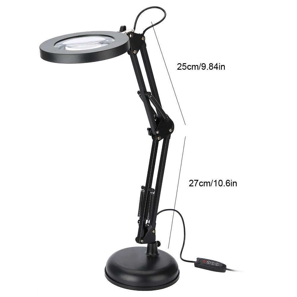 Lupa con luz 5X, lupa con iluminación, lupa de lectura, lámpara de lectura, lámpara de lectura, cristal de aumento, lupa de joyería, lámpara cosmética con soporte