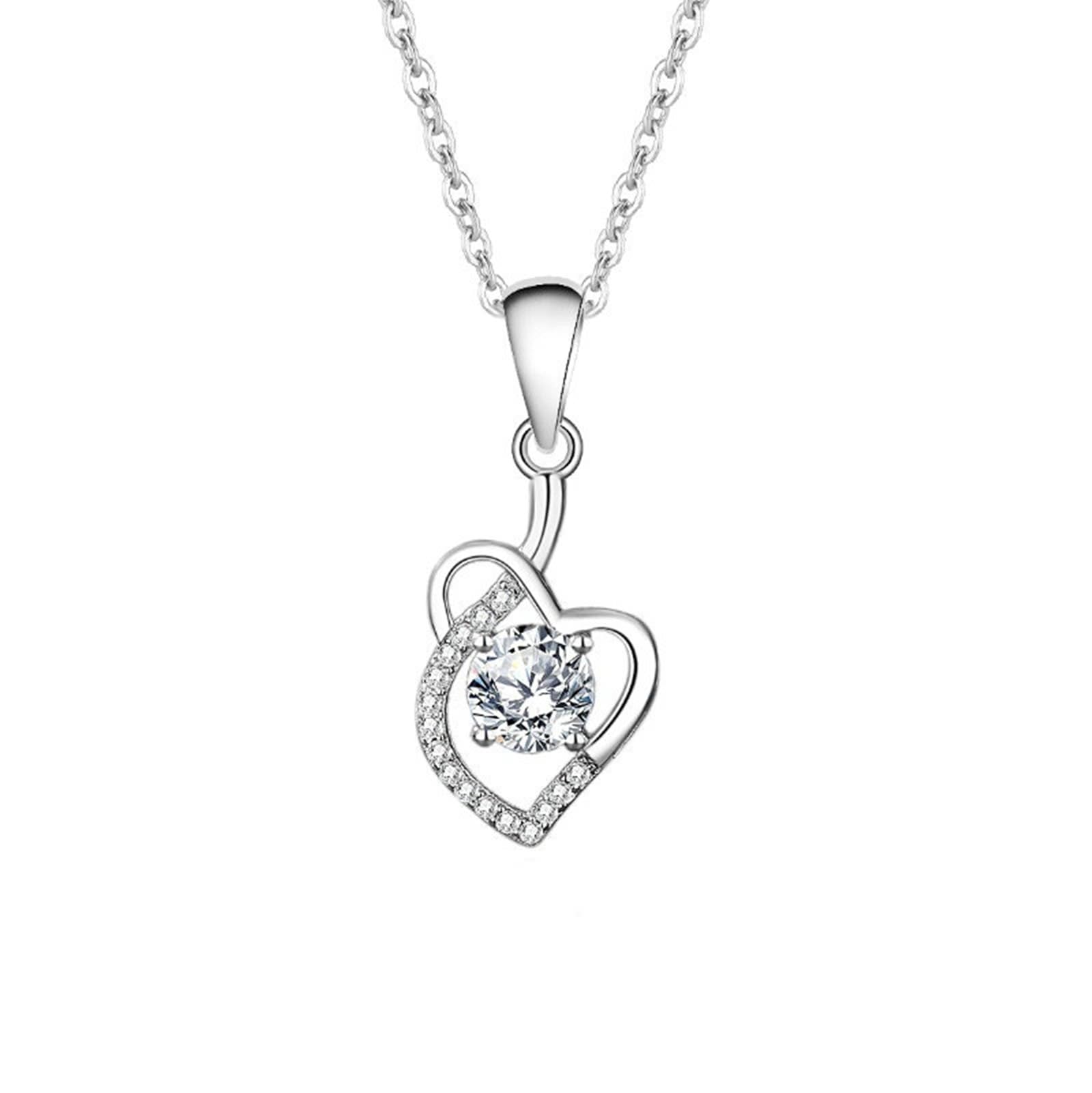 Gelbgold 750 18 Karat Halskette mit Moissanit, Hohl Herz Anhänger 45cm