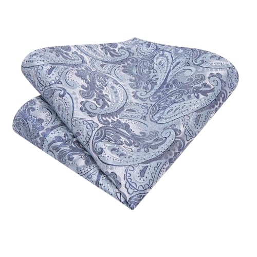 Image of Hi-Tie Silk Ascot for Men Self Tie Men's Cravat and Flower Lapel Pin Handkerchief Cufflinks Set for Wedding Party