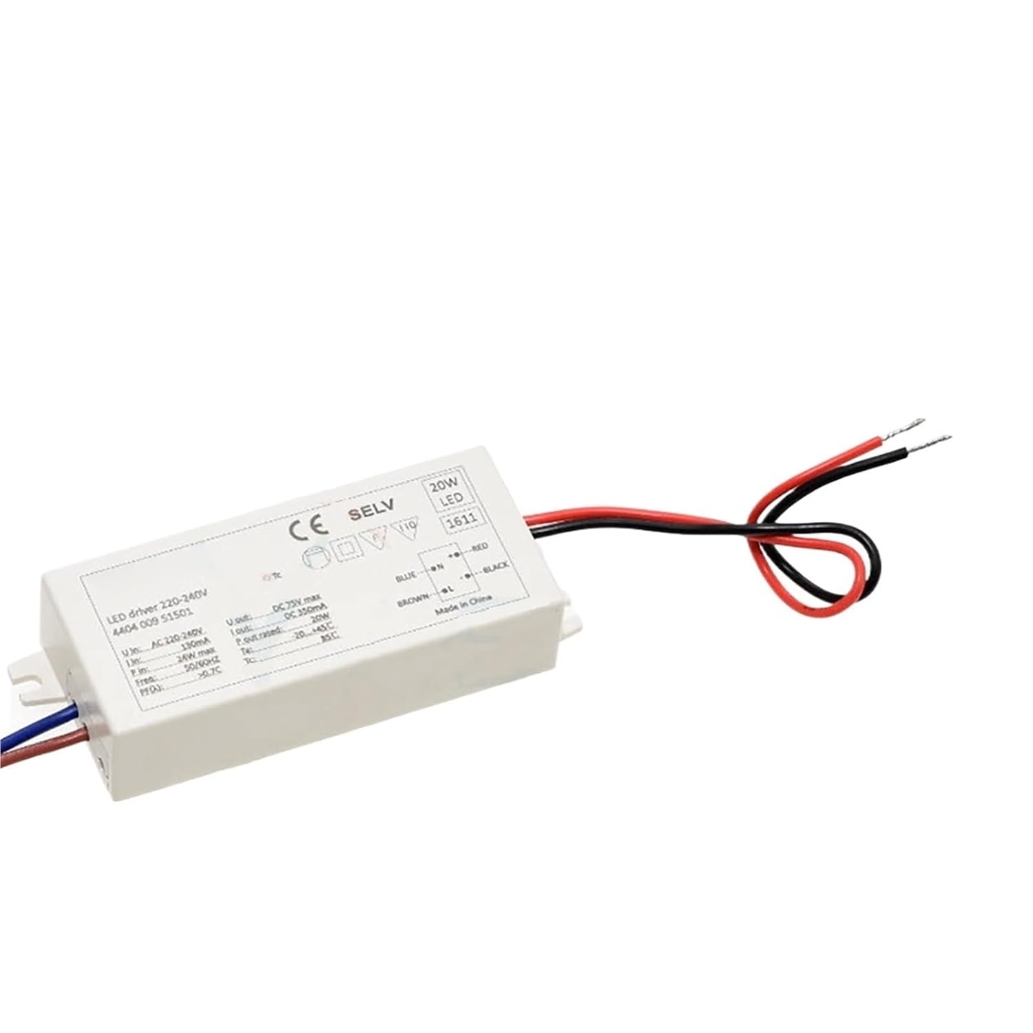 20W LED Constant Current Drive Power LED Driver 220-240V Output 36-58V ...